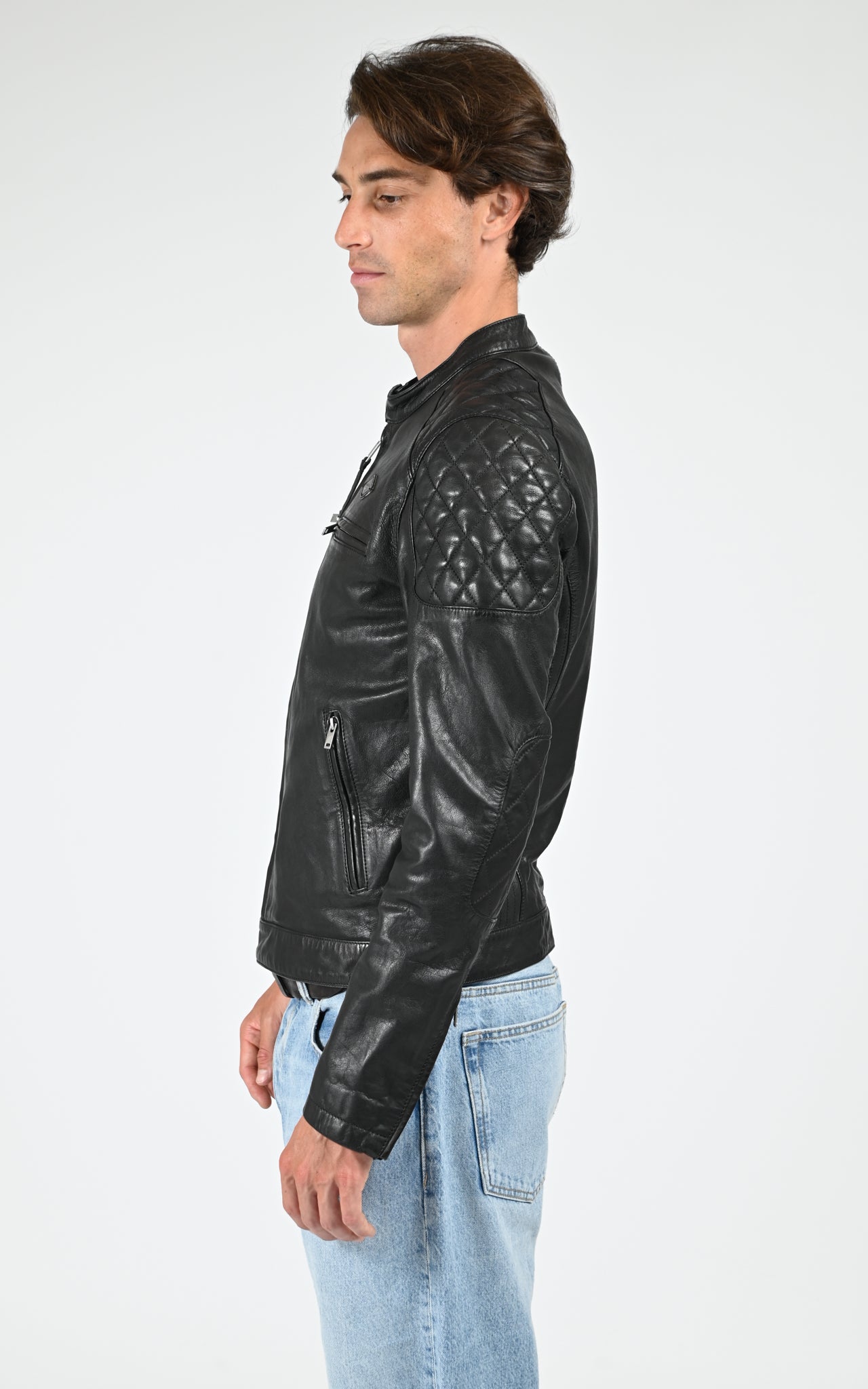 Blouson cuir agneau Cruise noir