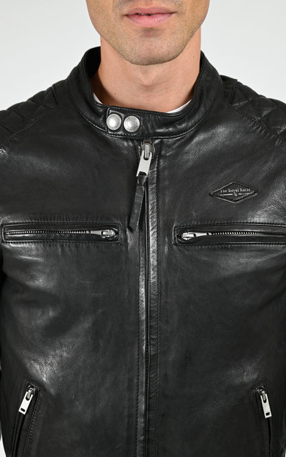 Blouson cuir agneau Cruise noir