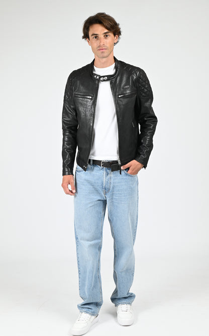 Blouson cuir agneau Cruise noir