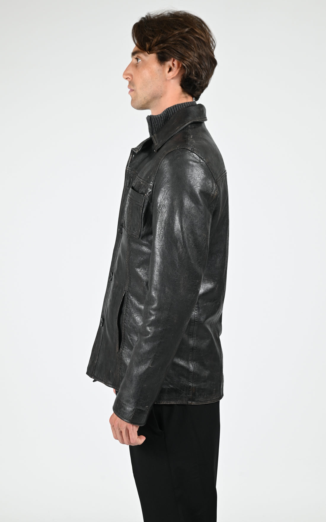 Veste cuir Taggart Vintage noir