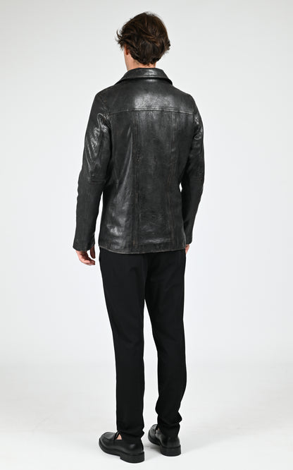 Veste cuir Taggart Vintage noir