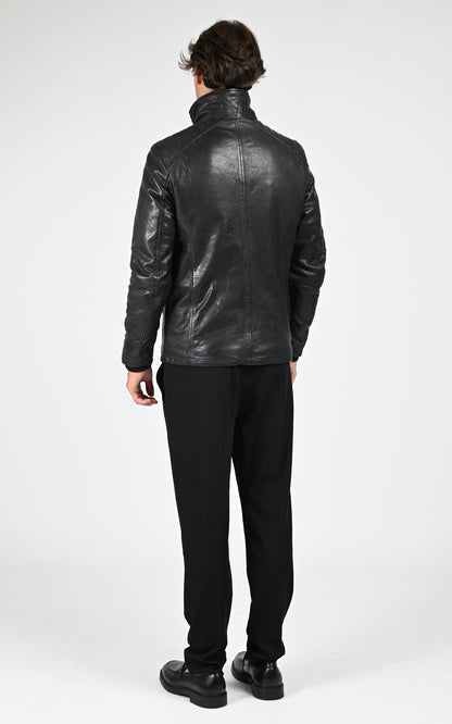 Veste chaude cuir Crowell noir