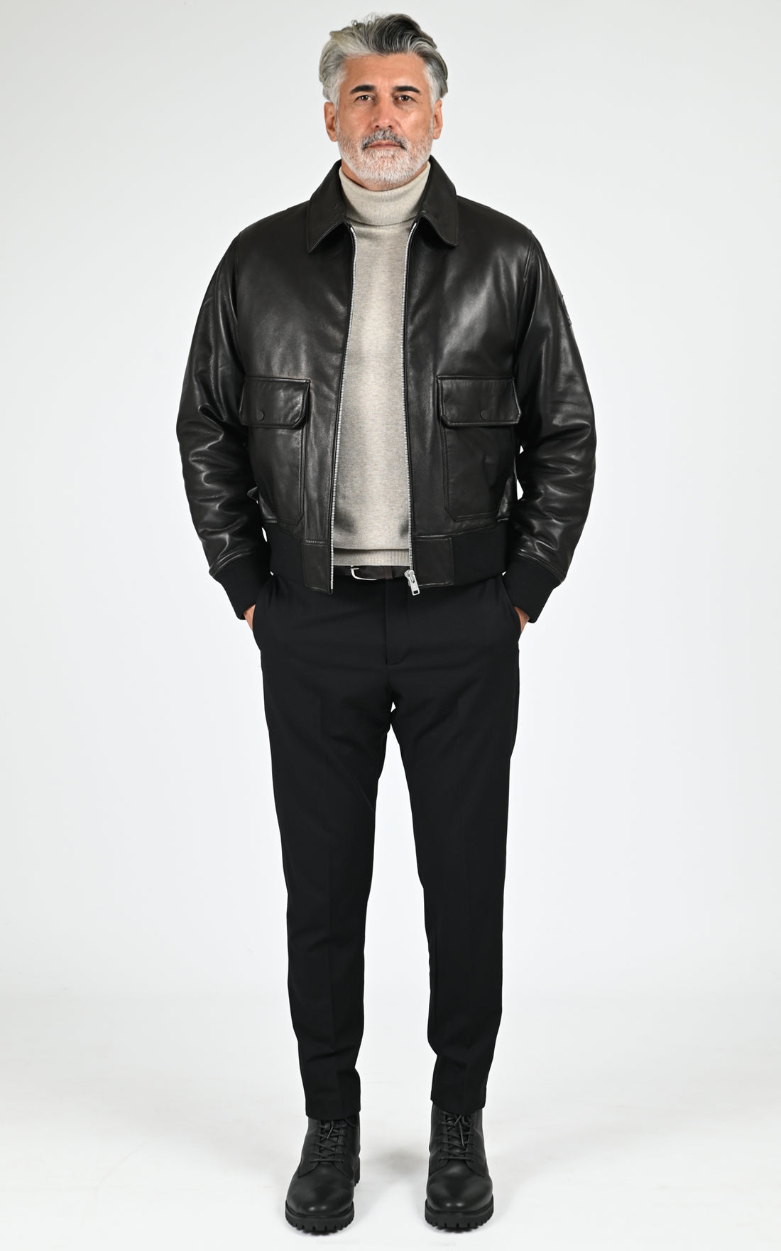 Blouson chaud cuir Pilot Jacket noir