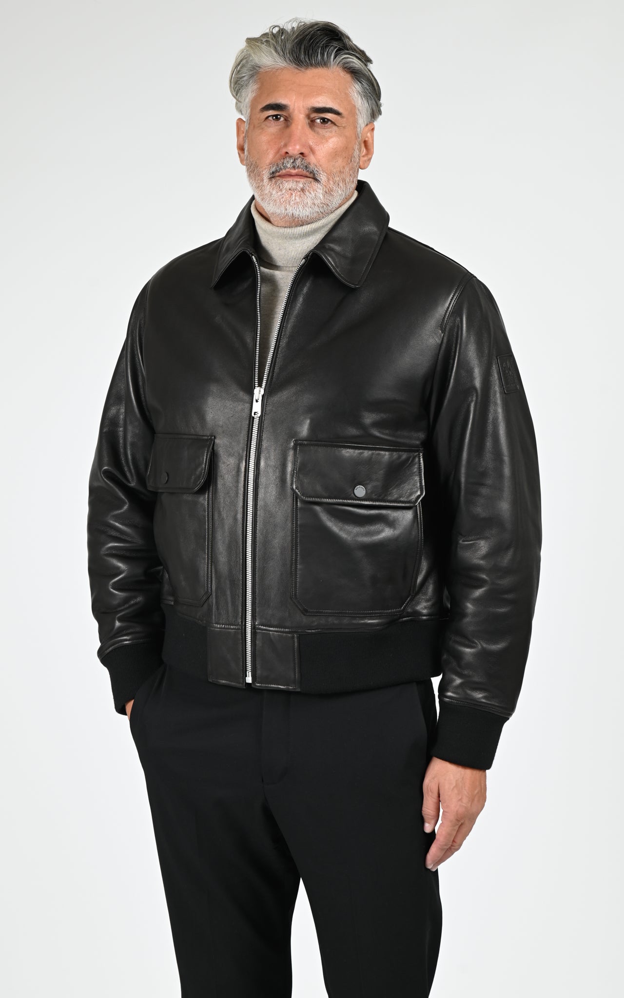 Blouson chaud cuir Pilot Jacket noir 1