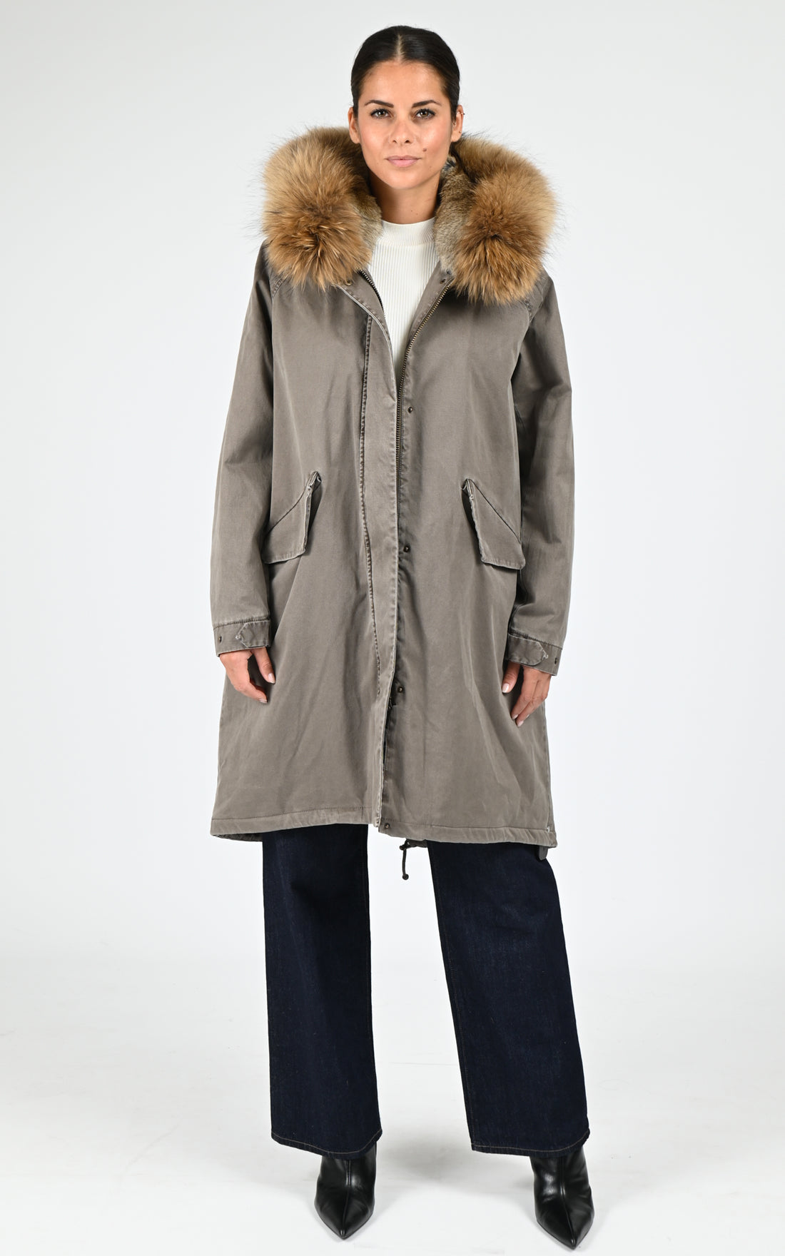 Parka longue toile army Emma kaki