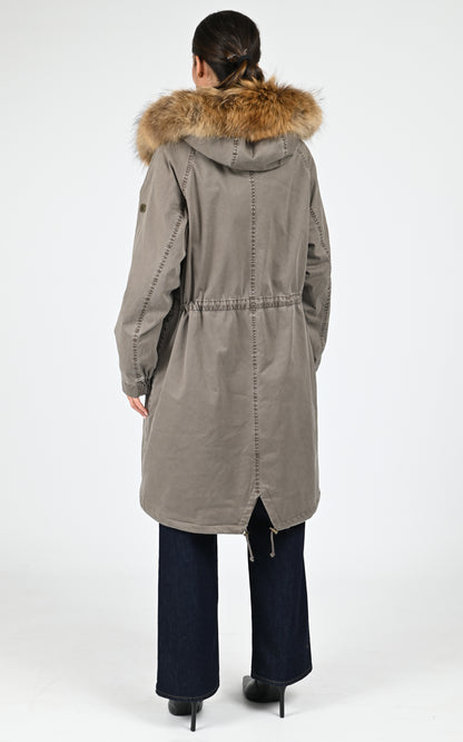 Parka longue toile army Emma kaki