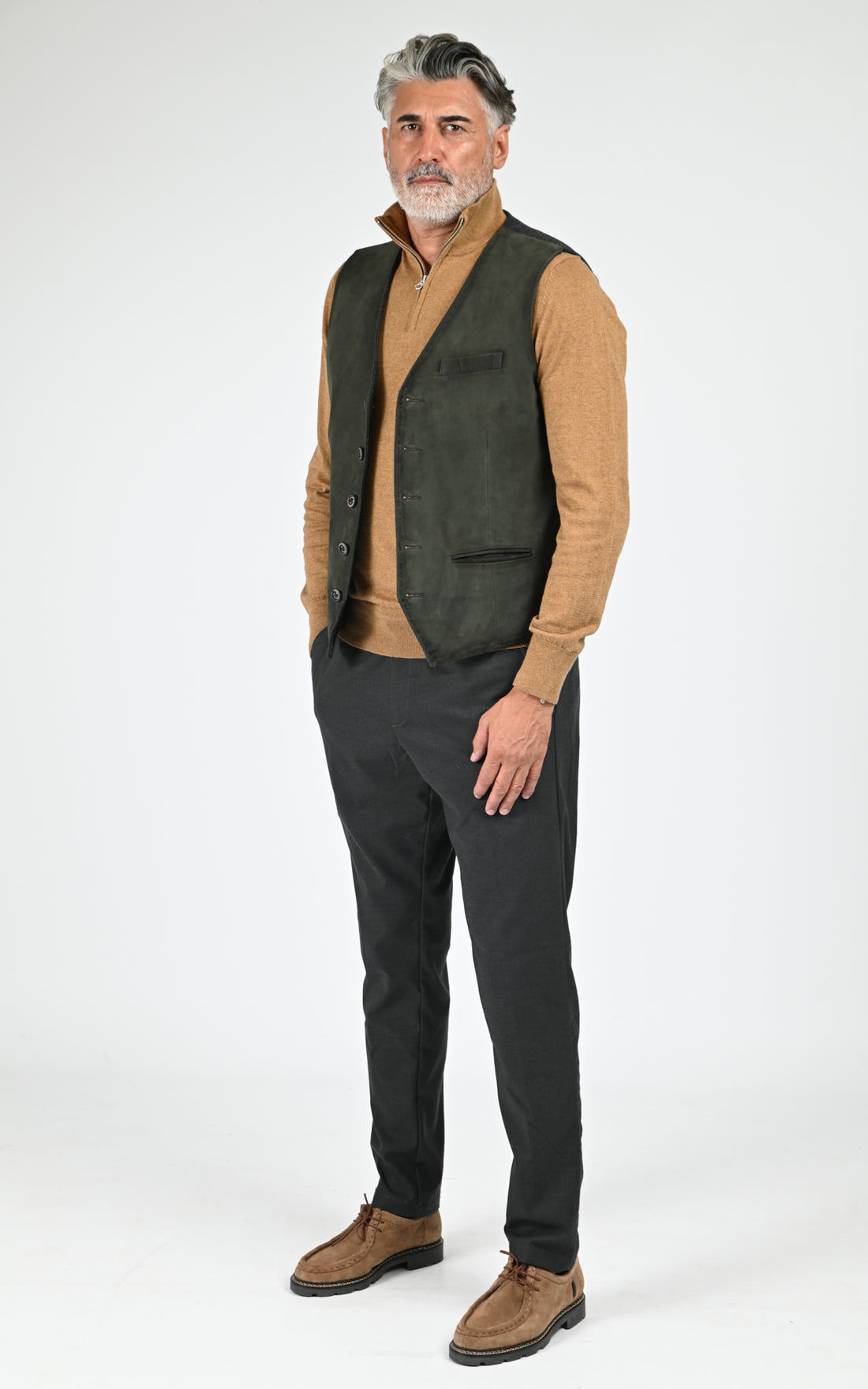 Gilet daim Renzo vert vert foncé