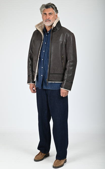 Bombardier cuir de mouton marron
