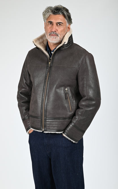 Bombardier cuir de mouton marron