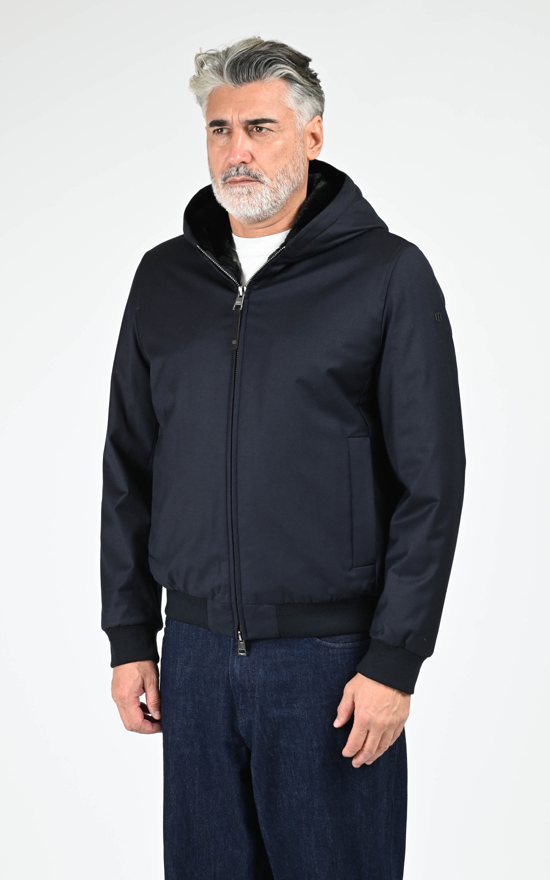 Veste à capuche laine Vigo bleu marine