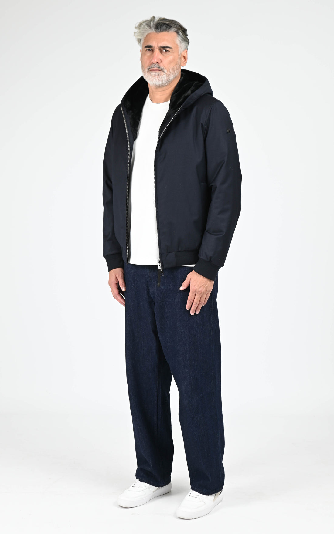 Veste à capuche laine Vigo bleu marine