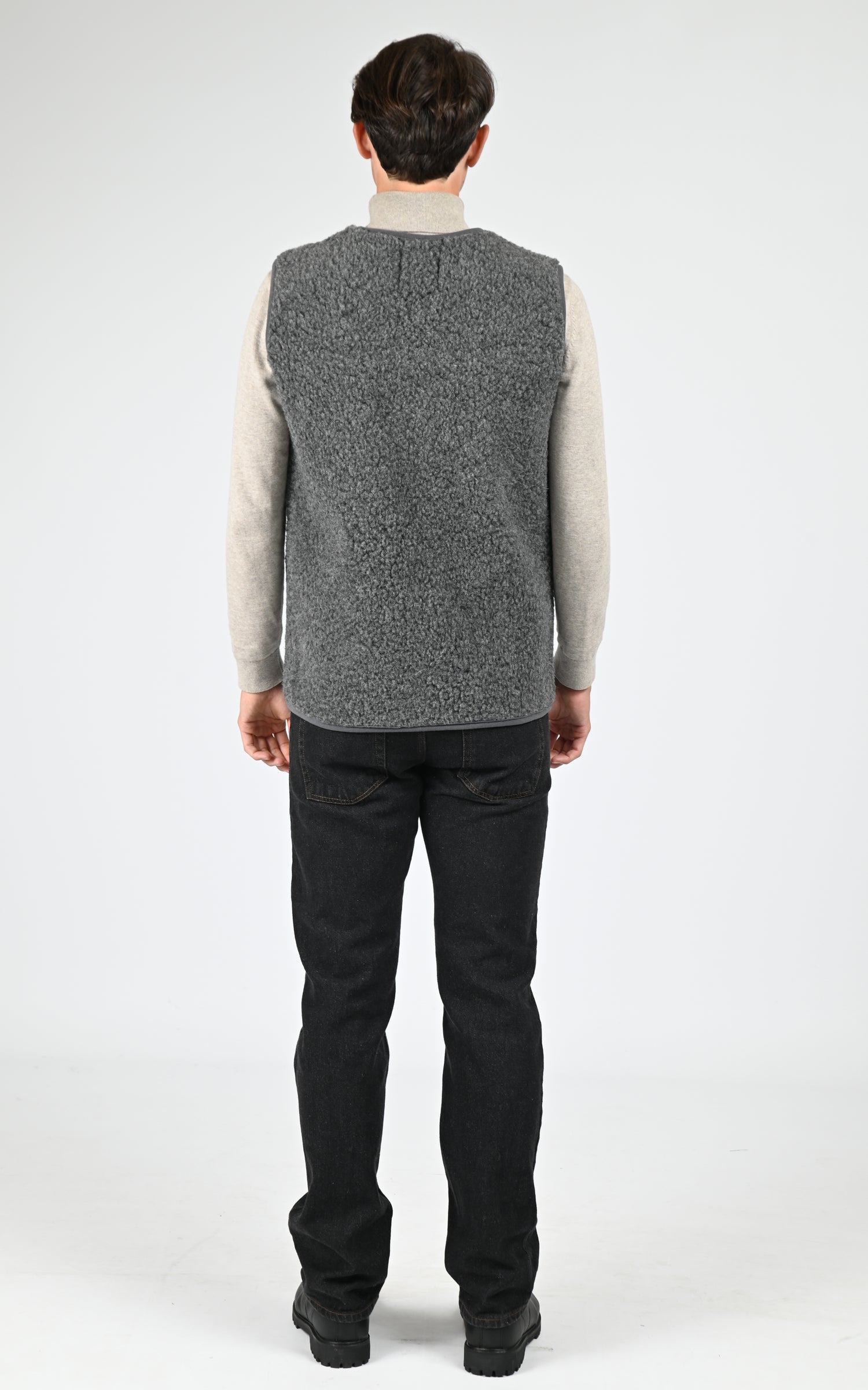 Gilet long mouton mixte gris 5