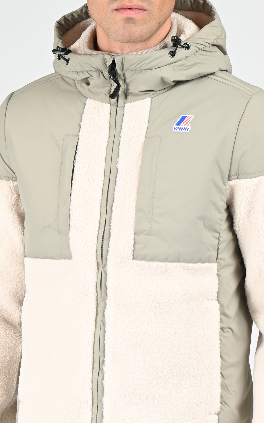Blouson Textile Mixte K-Way, modèle Samson orsetto k5122sw de couleur green oak-ecru