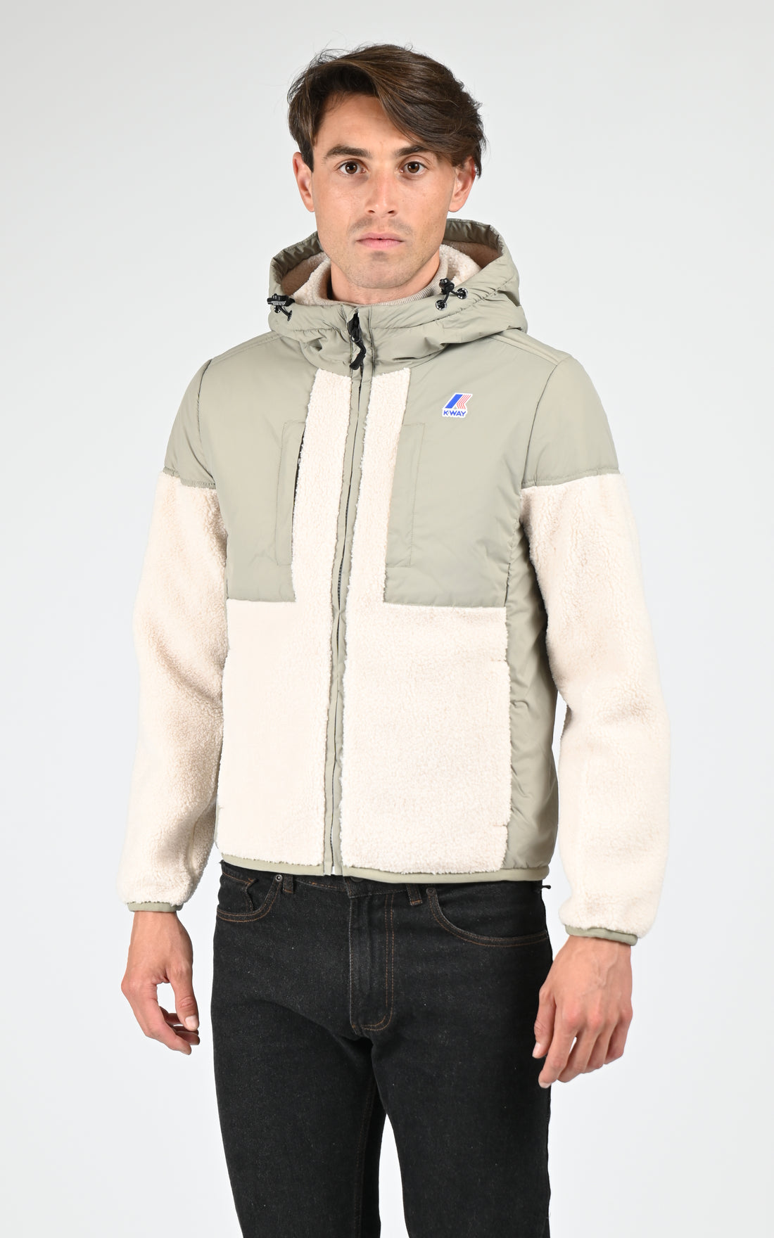 Blouson Textile Mixte K-Way, modèle Samson orsetto k5122sw de couleur green oak-ecru
