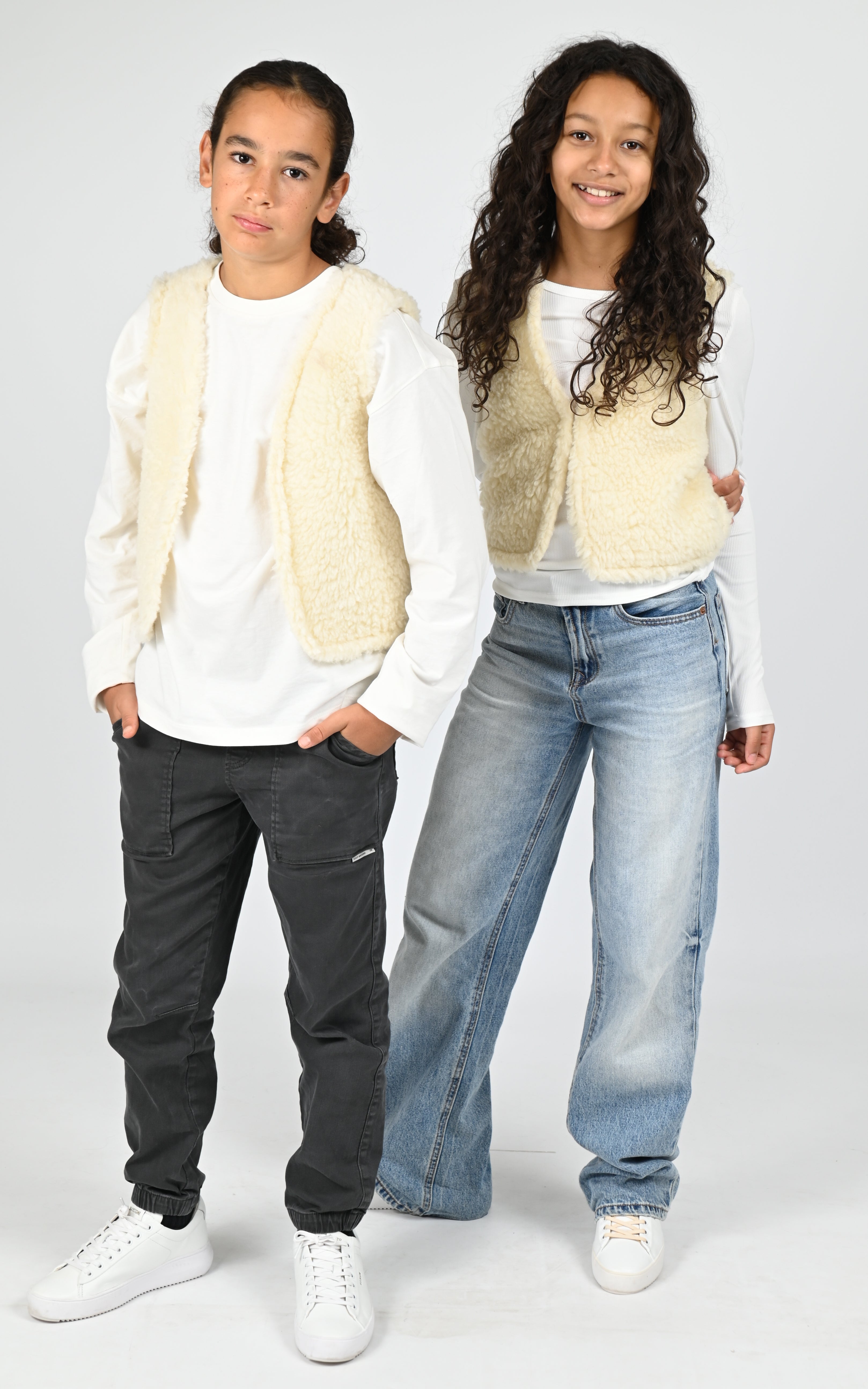 Gilet laine Plume enfant mixte beige