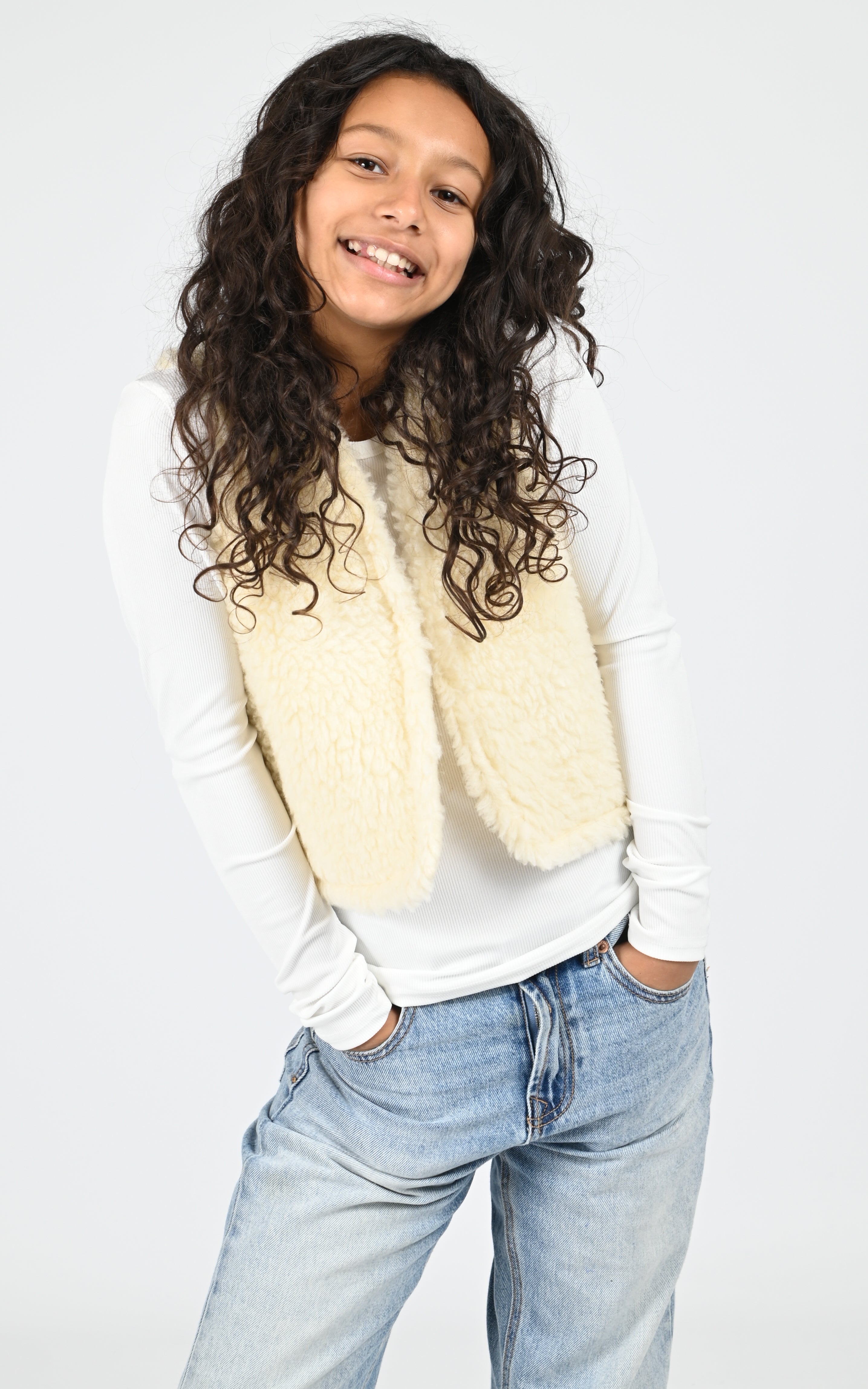 Gilet laine Plume enfant mixte beige