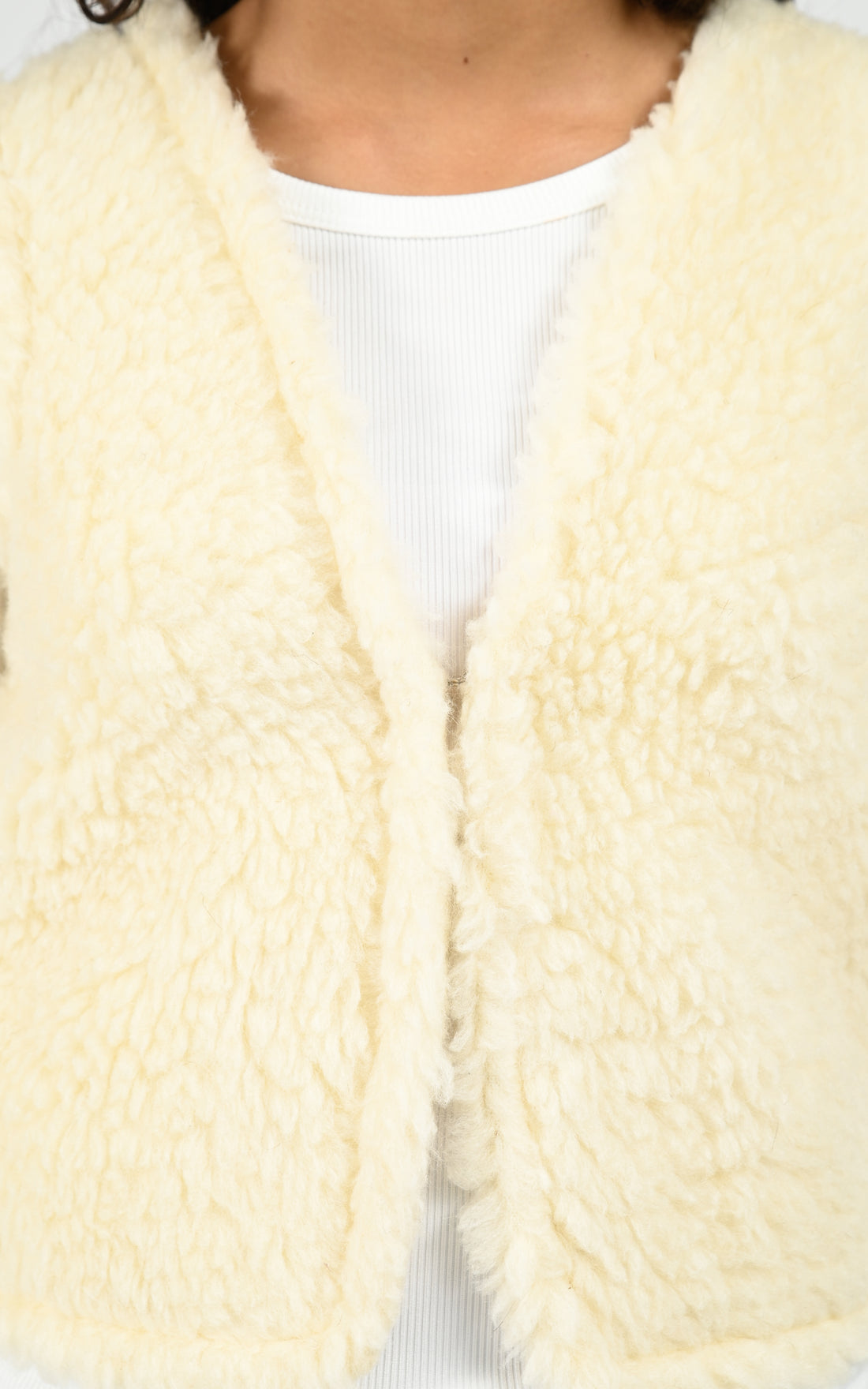 Gilet laine Plume enfant mixte beige