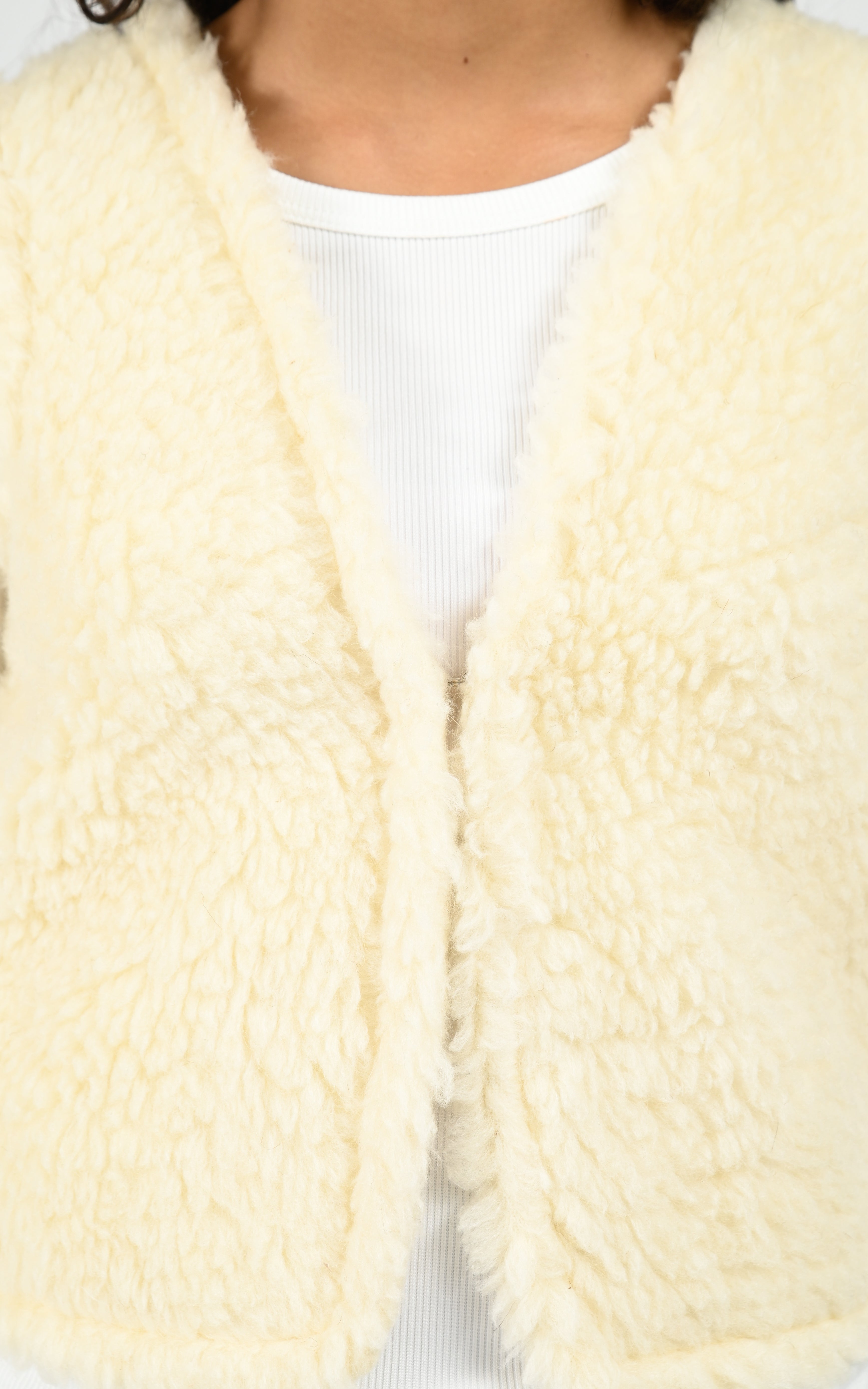 Gilet laine Plume enfant mixte beige