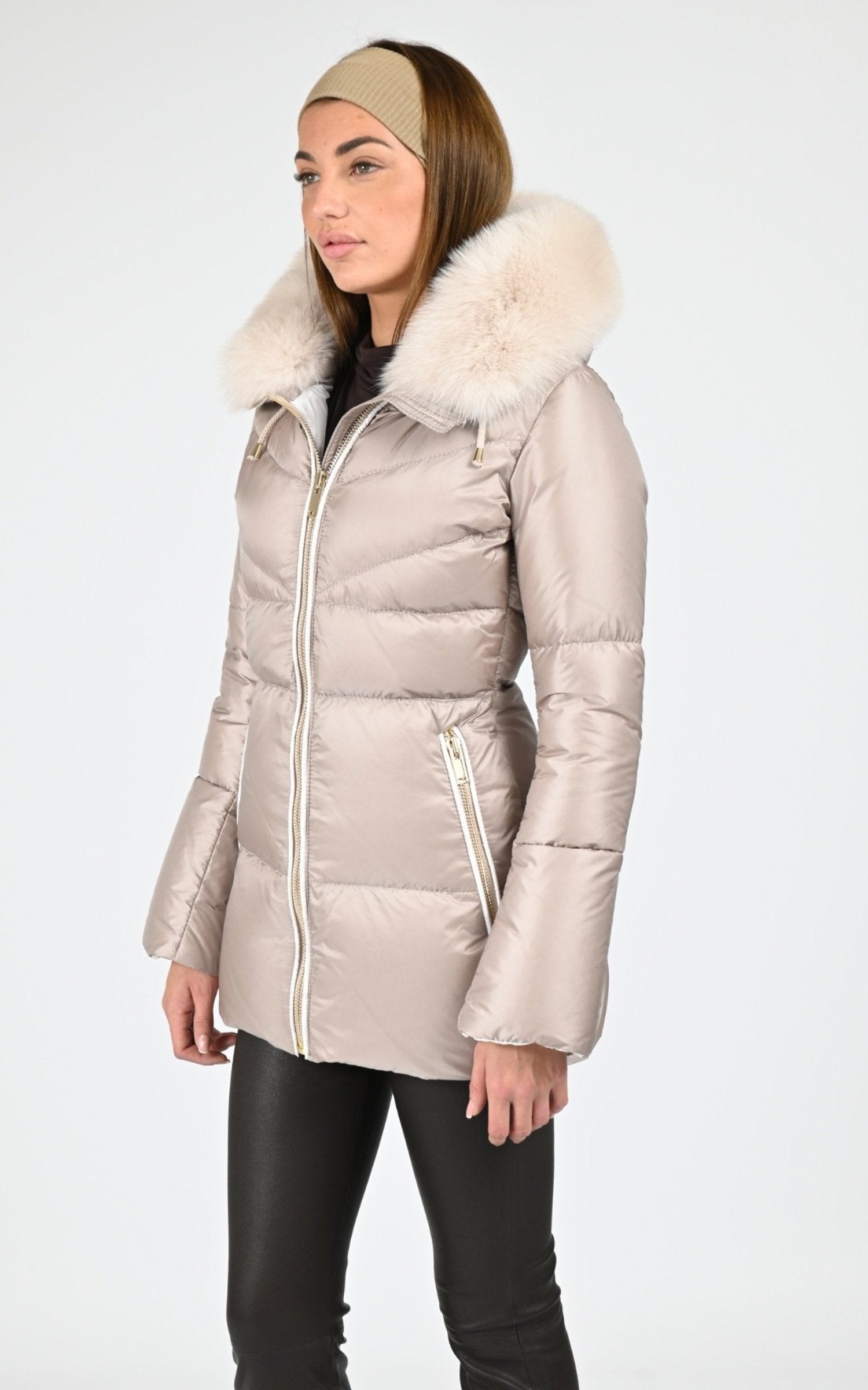 Doudoune Textile Femme Flo-Clo, modèle Jamille de couleur pietra 1
