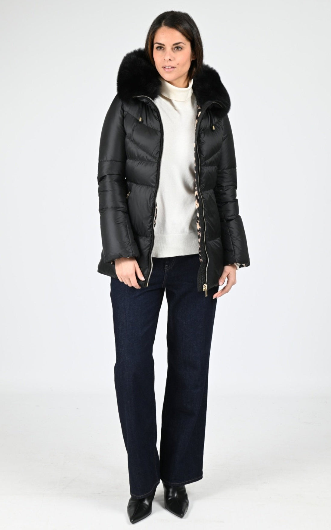 Doudoune Textile Femme Flo&amp;Clo, modèle Jamille de couleur nero