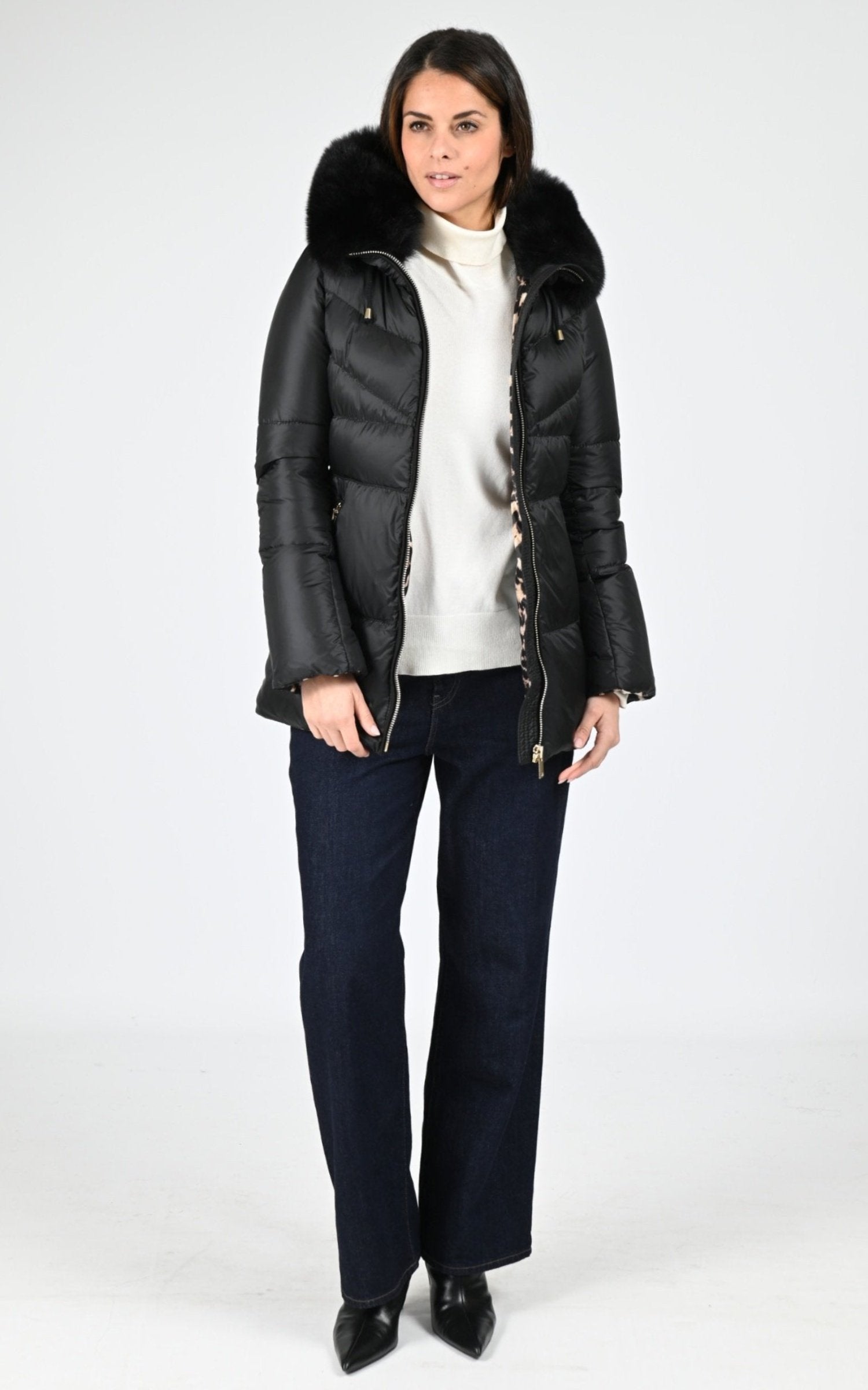 Doudoune Textile Femme Flo&amp;Clo, modèle Jamille de couleur nero