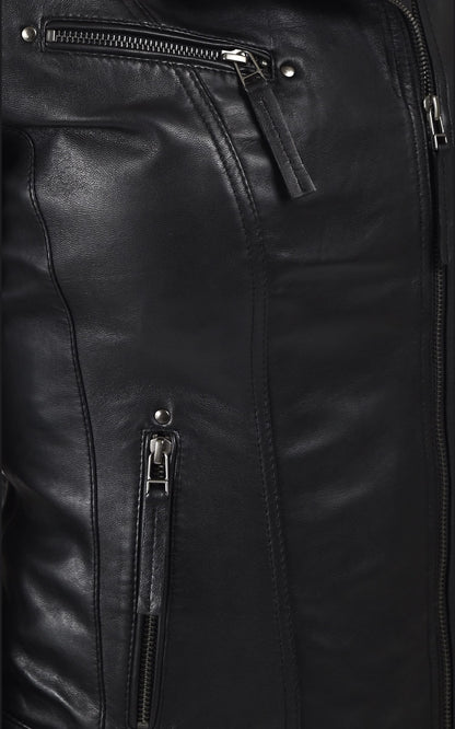 Blouson Cuir Femme La canadienne, modèle Janni de couleur noir