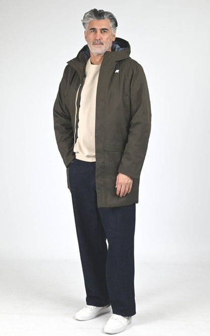 3/4 Textile Homme K-Way, modèle Jarno twill marmotta k8133fw de couleur black olive blue b2v