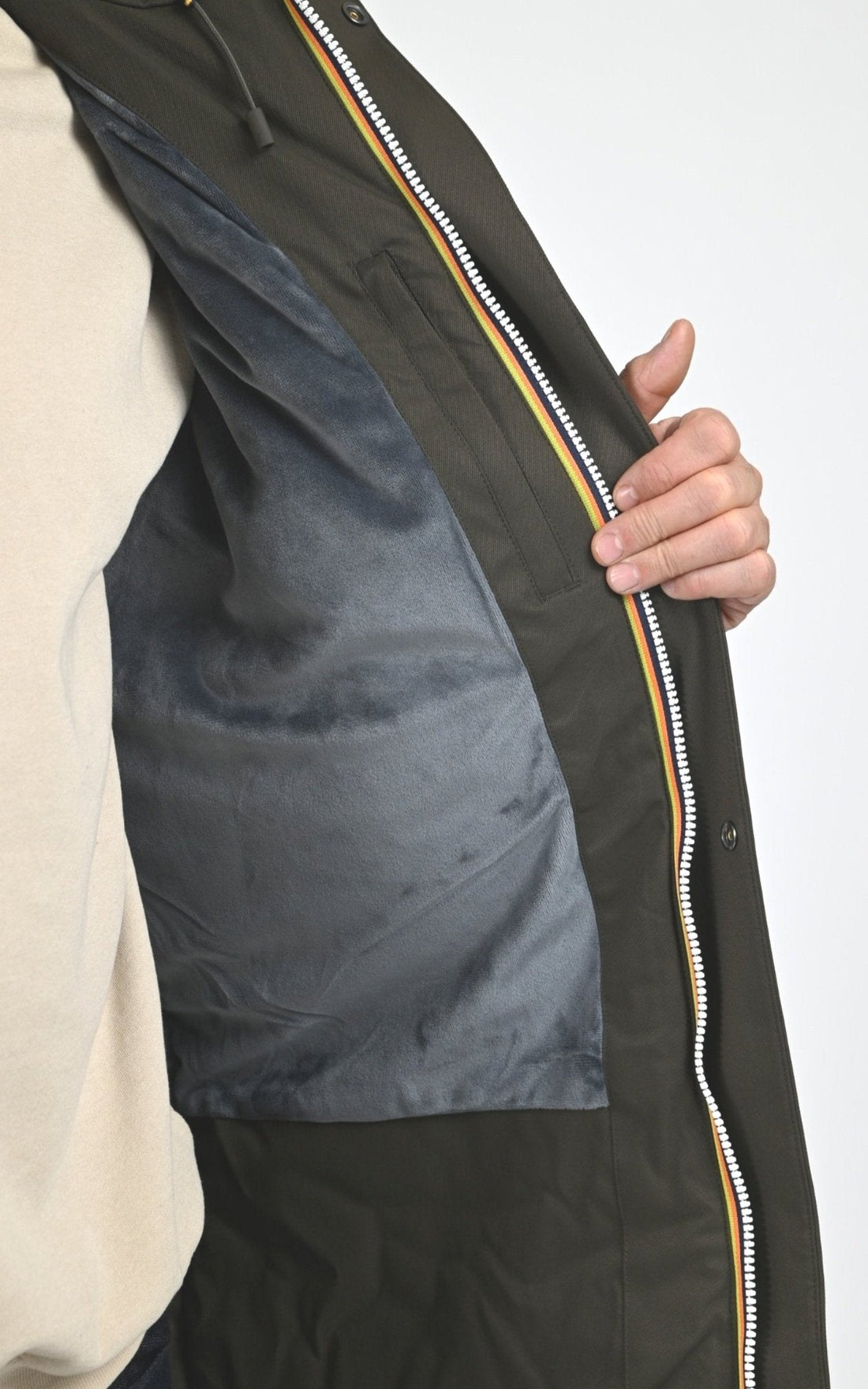 3/4 Textile Homme K-Way, modèle Jarno twill marmotta k8133fw de couleur black olive blue b2v