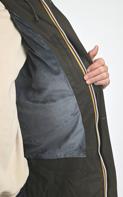 3/4 Textile Homme K-Way, modèle Jarno twill marmotta k8133fw de couleur black olive blue b2v