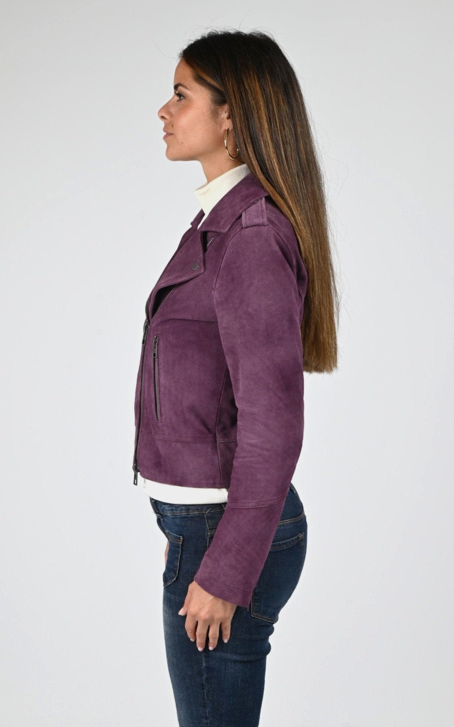 Blouson Cuir Femme Oakwood, modèle Joella 65043 de couleur plum 541 3