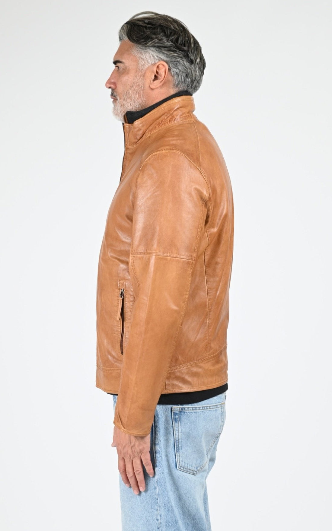 Blouse Cuir Homme Levinsky Leather, modèle John de couleur tobacco