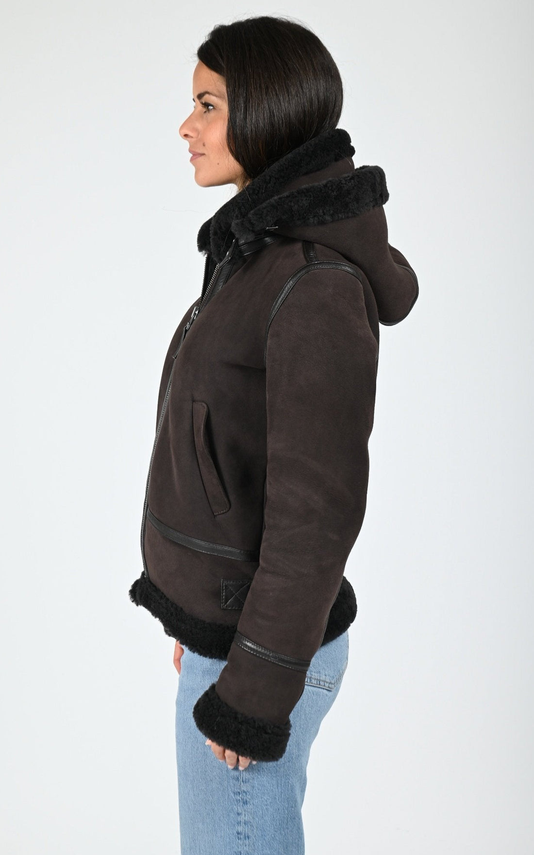 Bombardier mouton Jacqueline marron foncé