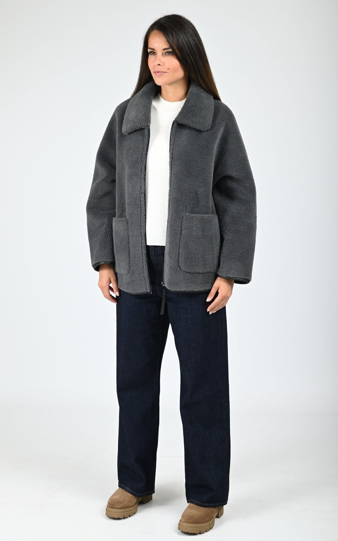 Veste fausse fourrure Juliette gris