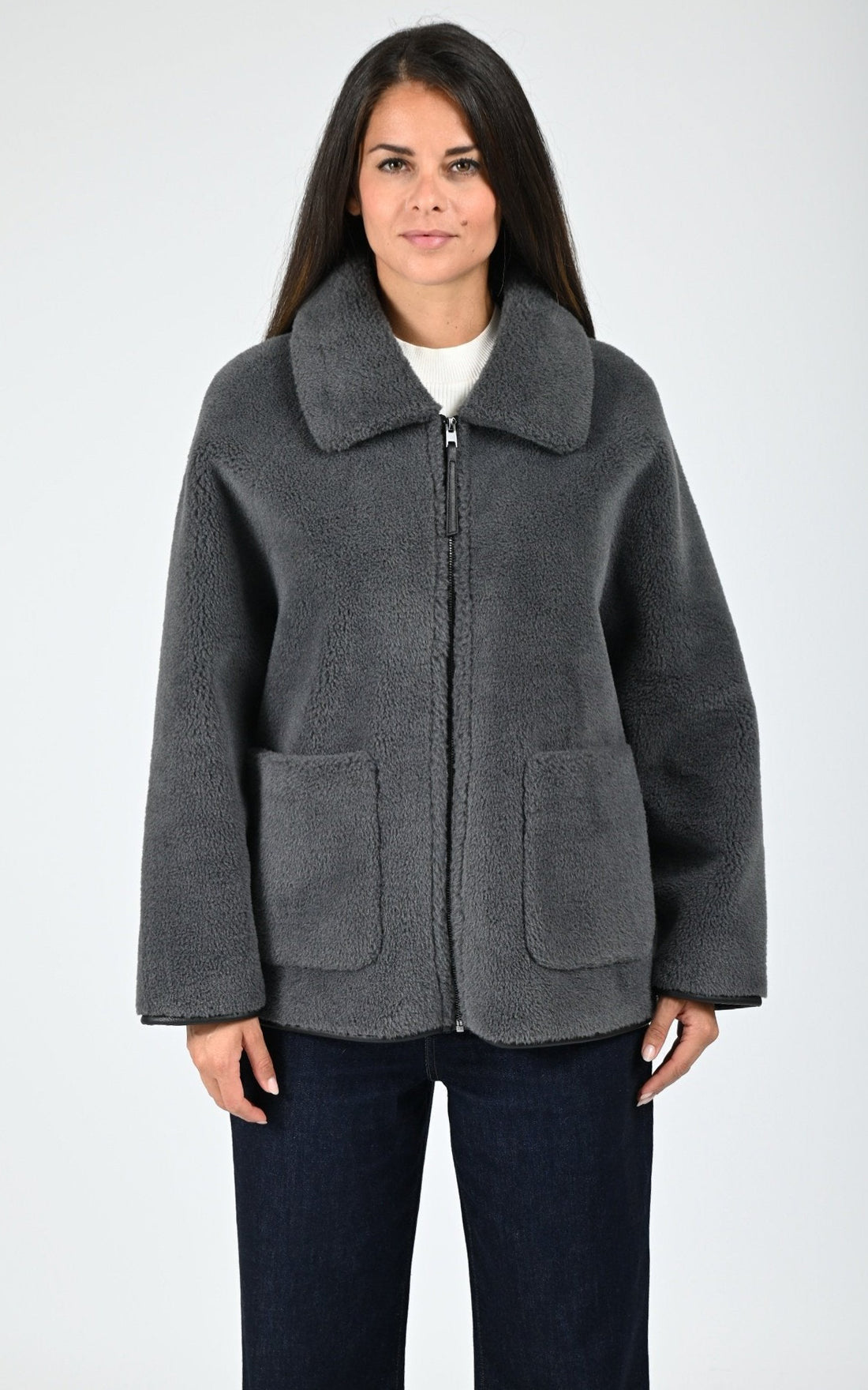 Veste fausse fourrure Juliette gris
