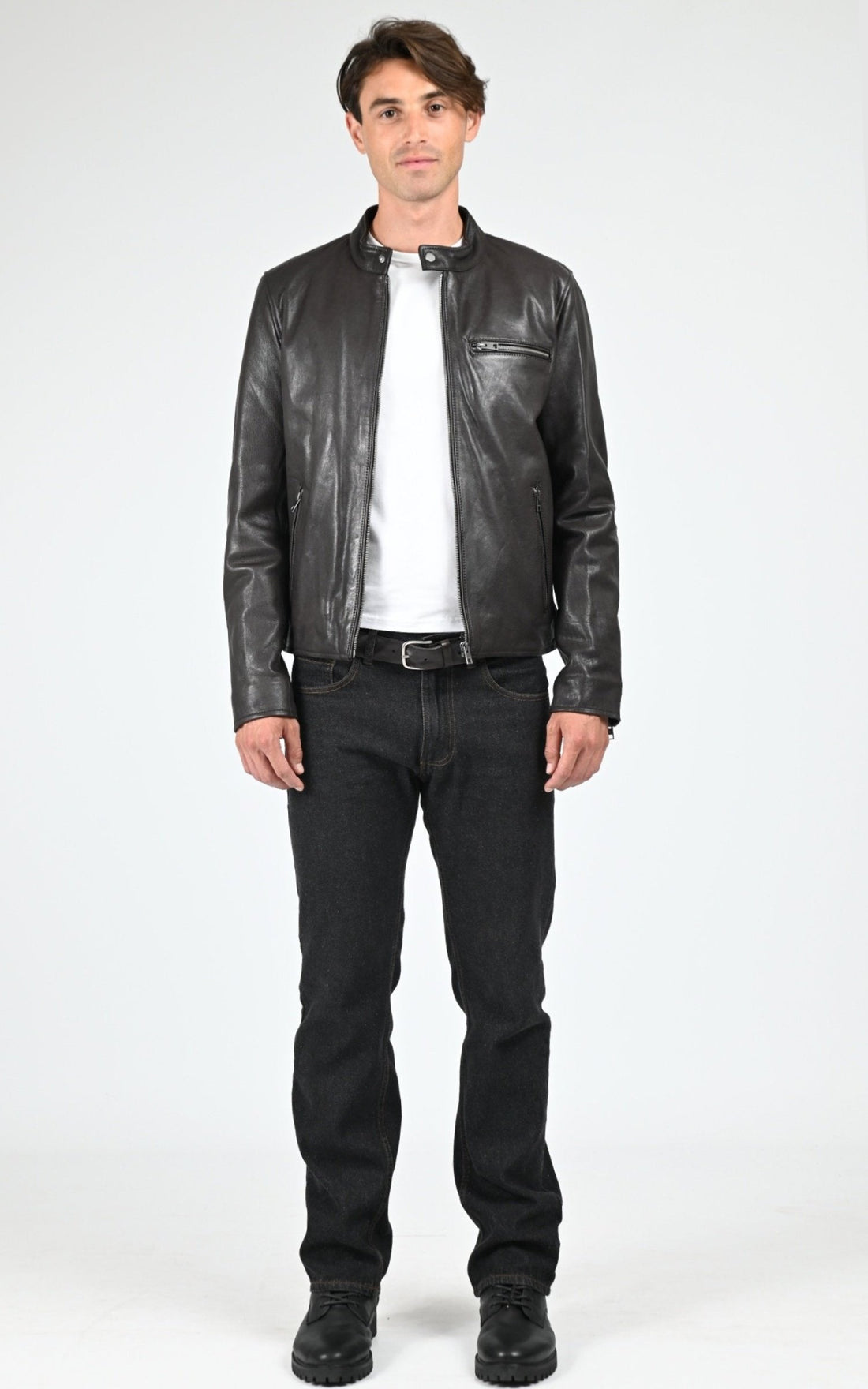 Blouson Cuir Homme Oakwood, modèle Kevin 65086 de couleur dark brown 504