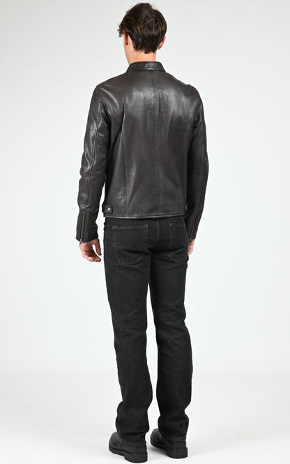 Blouson Cuir Homme Oakwood, modèle Kevin 65086 de couleur dark brown 504