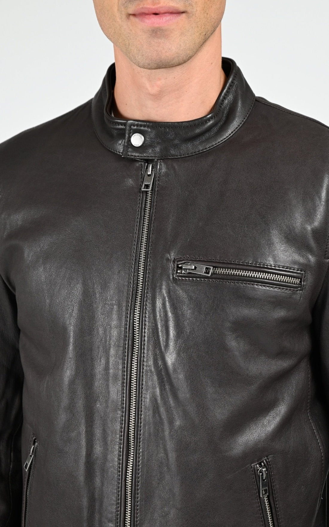 Blouson Cuir Homme Oakwood, modèle Kevin 65086 de couleur dark brown 504