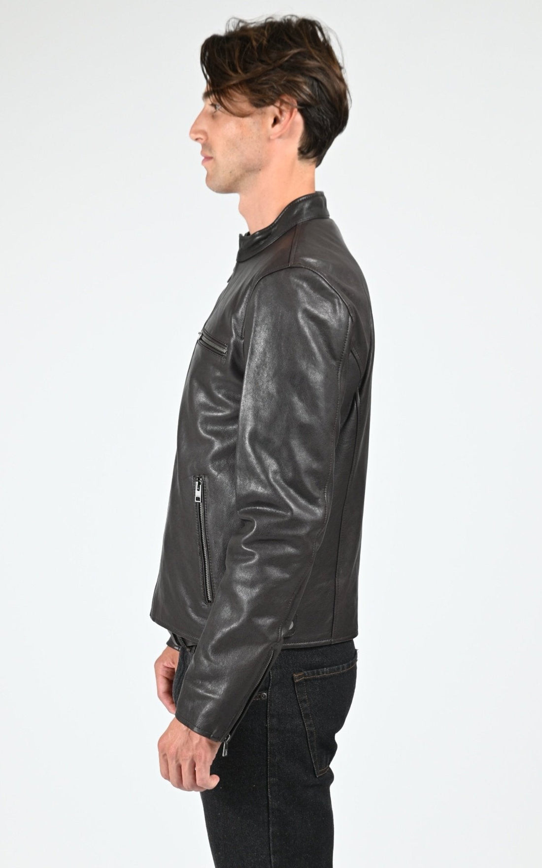 Blouson Cuir Homme Oakwood, modèle Kevin 65086 de couleur dark brown 504