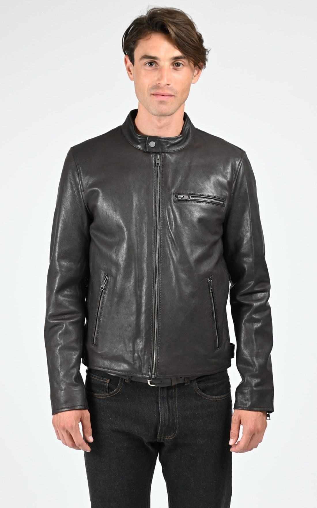 Blouson Cuir Homme Oakwood, modèle Kevin 65086 de couleur dark brown 504