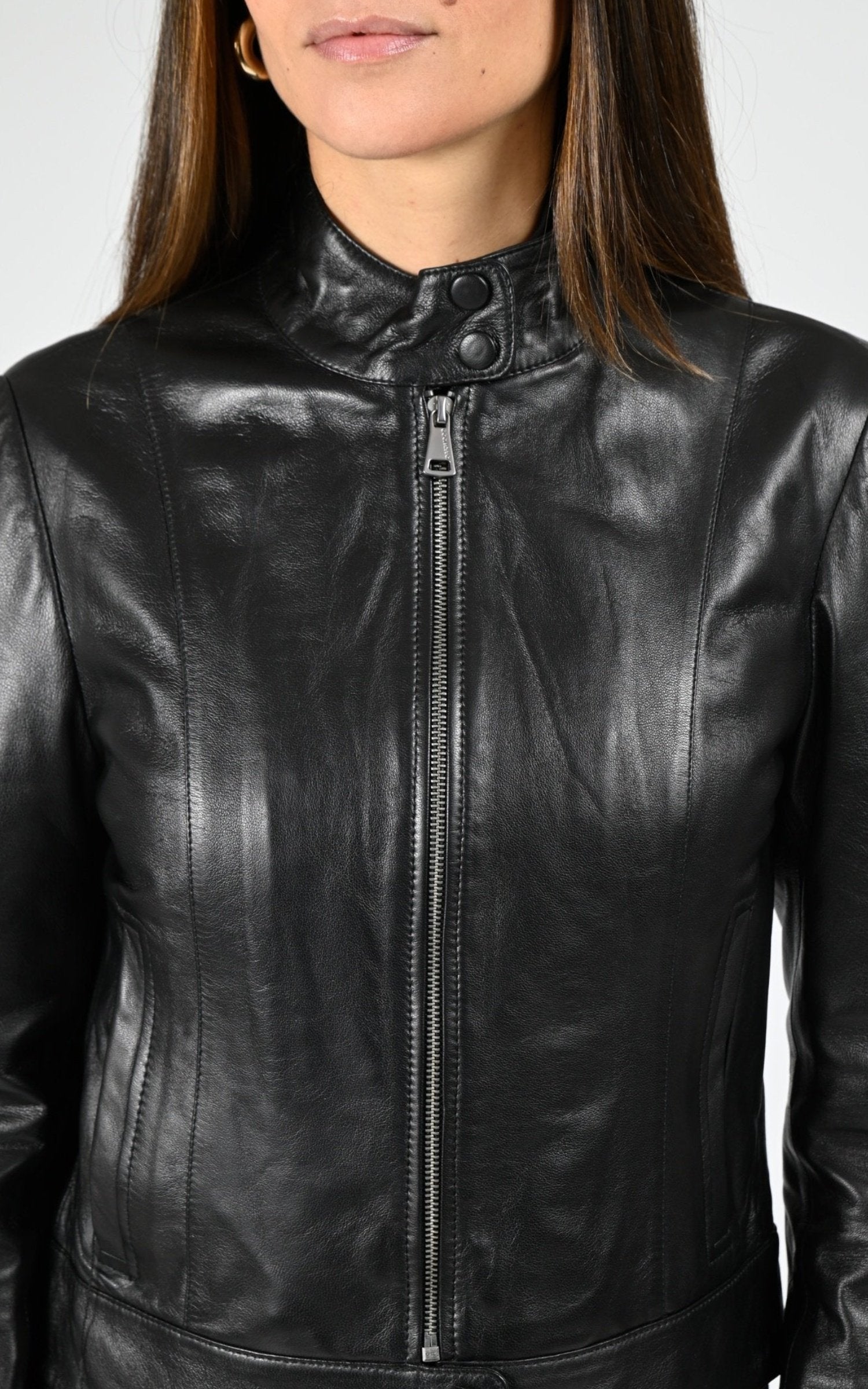 Blouson Cuir Femme Cuirco, modèle Kiss 65222 de couleur noir  501 5