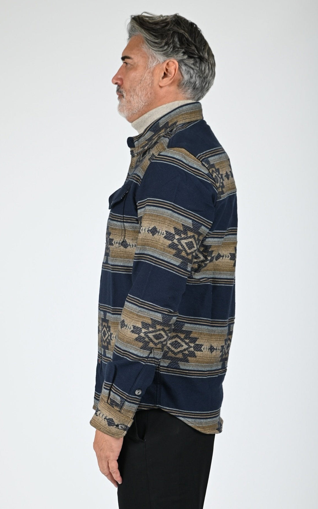 Chemise coton motifs Navajo Klamath bleu