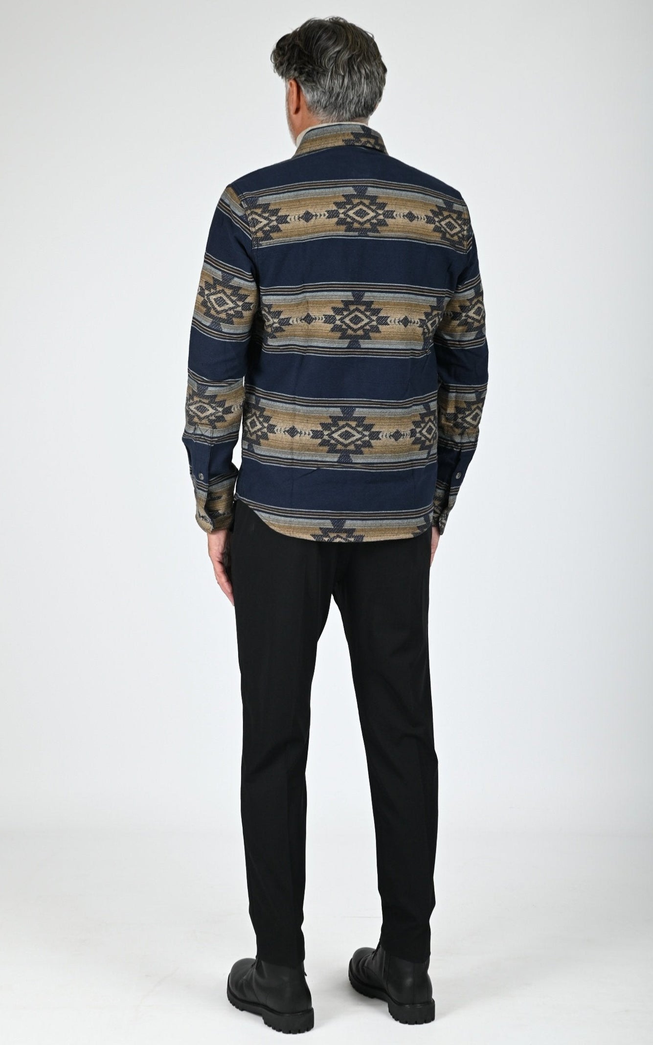 Chemise coton motifs Navajo Klamath bleu 4