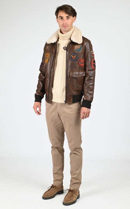 Pull Textile Homme Daytona 73, modèle Lander 103016 de couleur cognac