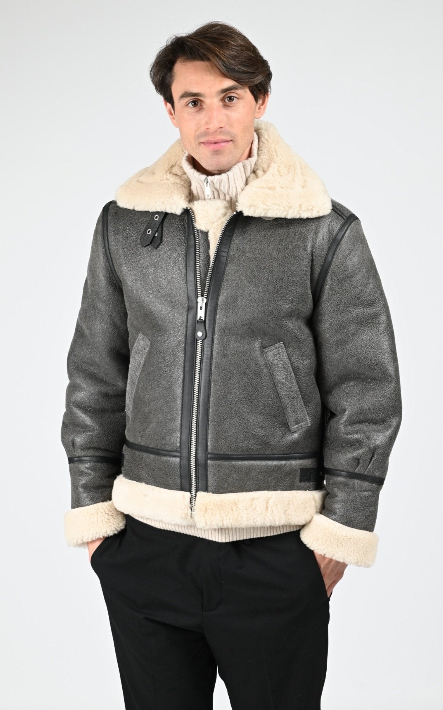 Bombardier Df Homme Schott, modèle Lc1259 de couleur vintage grey 1