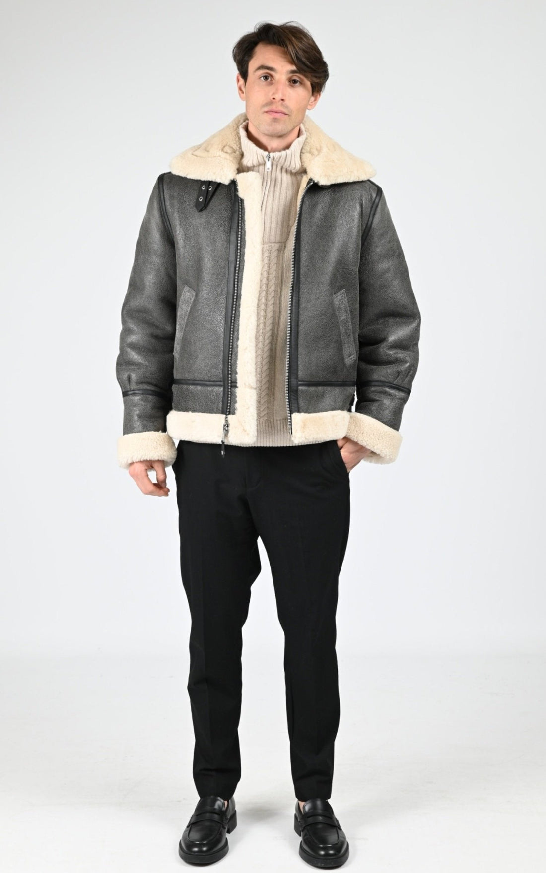 Bombardier Df Homme Schott, modèle Lc1259 de couleur vintage grey