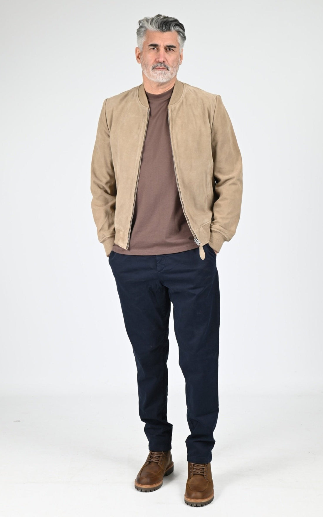 Blouson Daim Homme Jaj -Schott-, modèle Lc300 de couleur dark beige