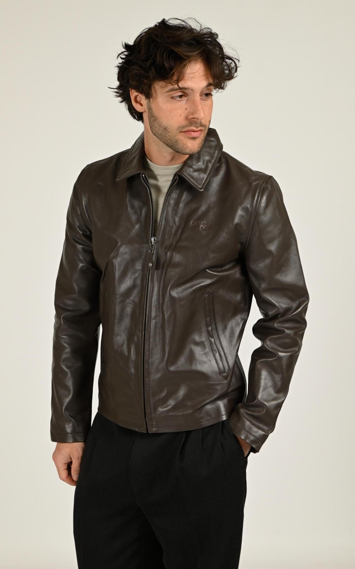 Blouson Cuir Homme Schott, modèle Lc5100 wx de couleur brown 1