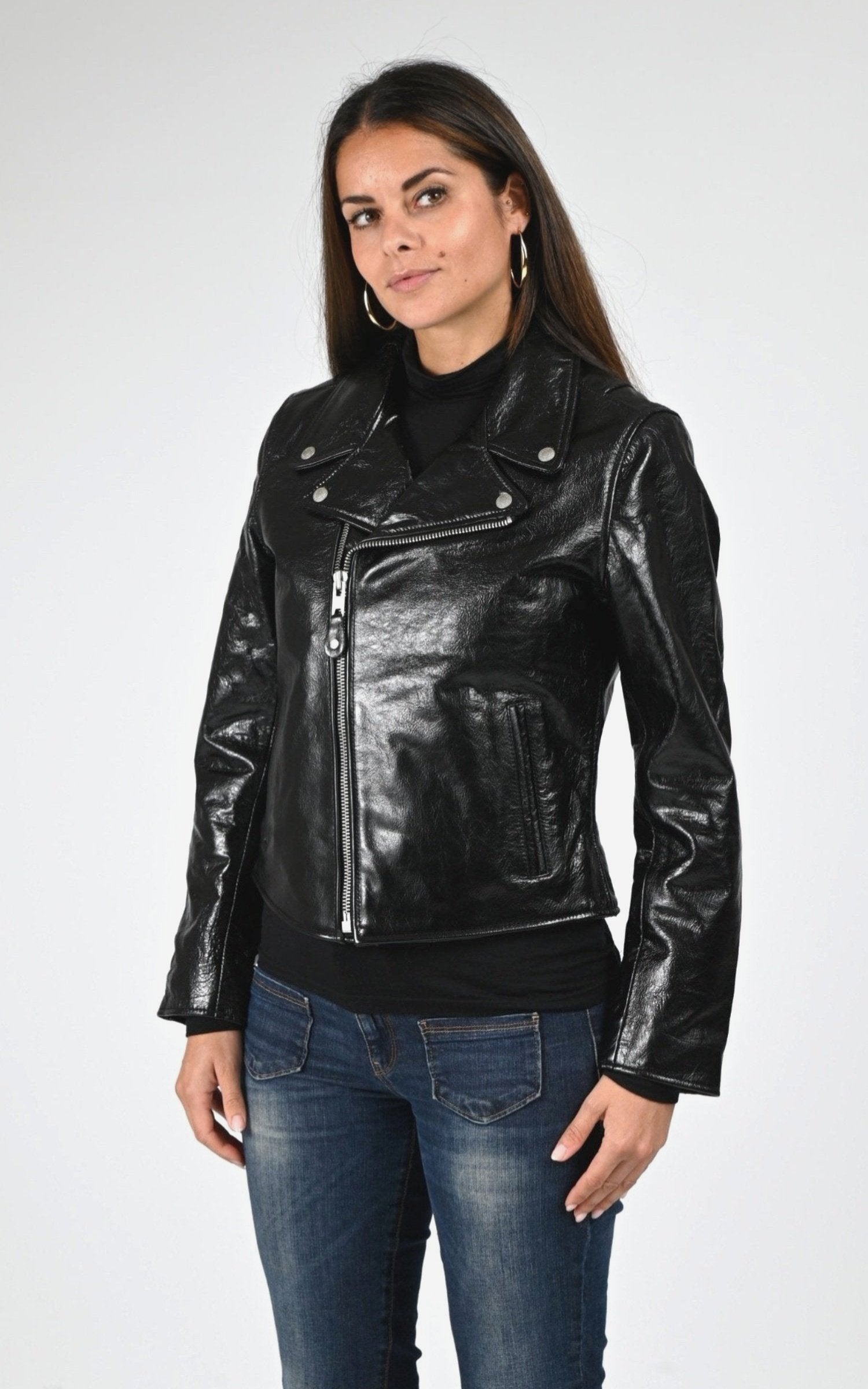 Perfecto Cuir Femme Schott, modèle Lcw axelle de couleur black 1