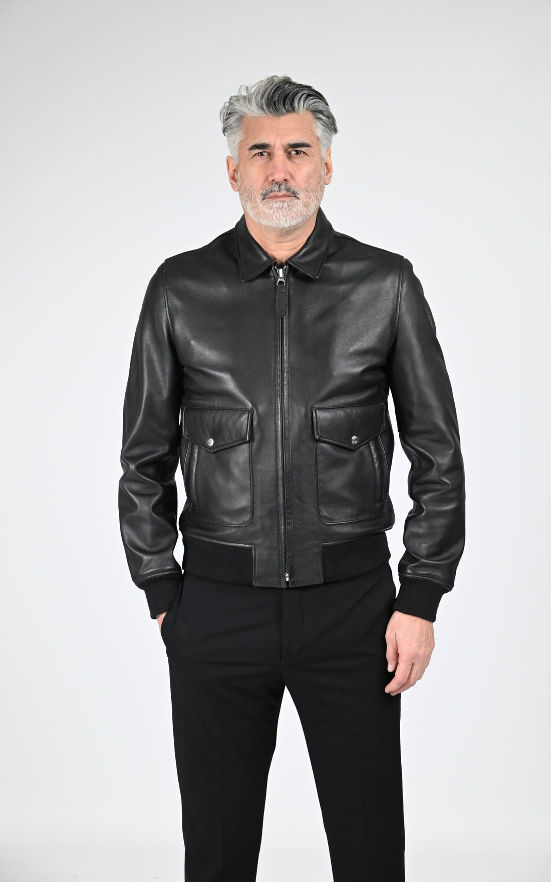 Blouson Cuir Homme Jaj -Schott-, modèle Lc aircraft de couleur black