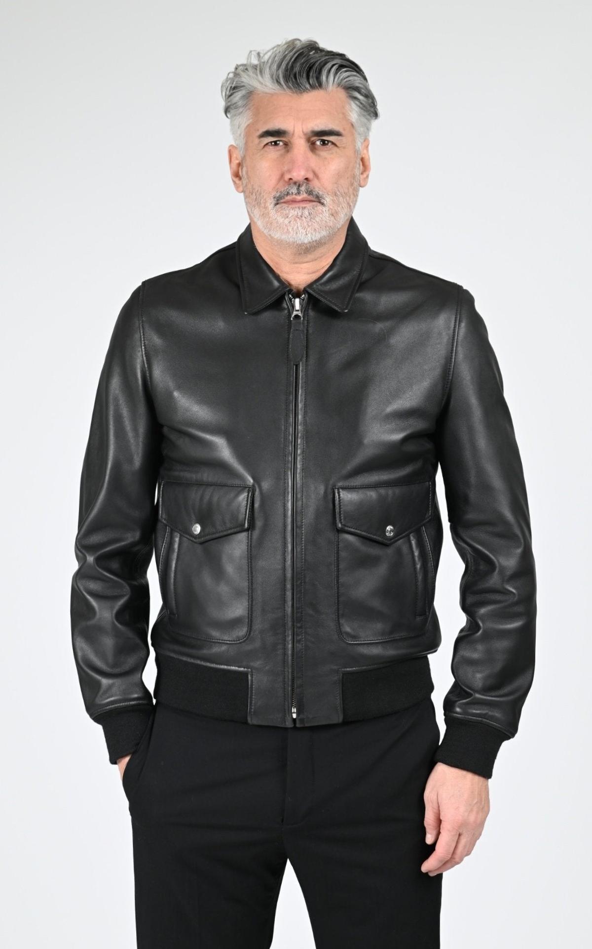 Blouson Cuir Homme Jaj -Schott-, modèle Lc aircraft de couleur noir 1